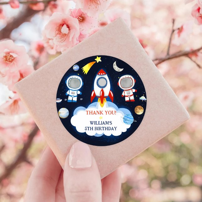 Sticker Rond Astronaute Espace extra-atmosphérique Merci d'anni (Créateur téléchargé)