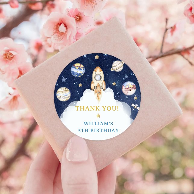 Sticker Rond Astronaute Espace extra-atmosphérique Merci d'anni (Créateur téléchargé)