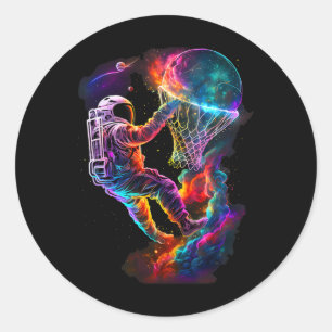 Sticker Rond Astronaute faisant un dunk sur un joueur de skelet