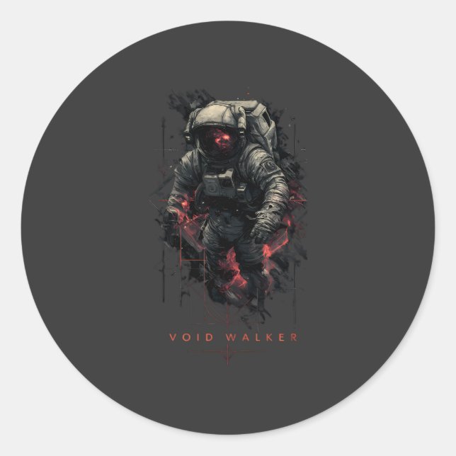 Sticker Rond Astronaute Marcheur du Vide Heavy Metal (Devant)