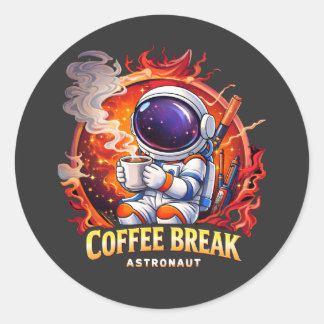 Sticker Rond Astronaute Pause Café