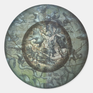 Sticker Rond Astronomie céleste de la Constellation vintage du