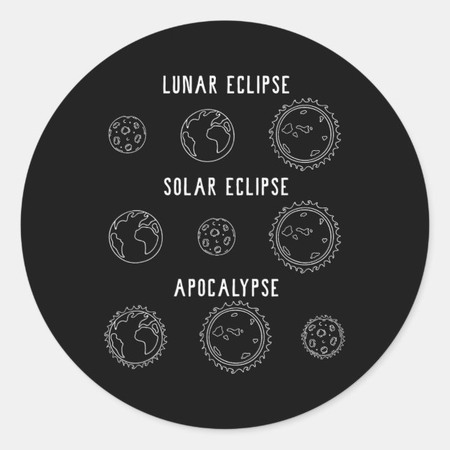 Sticker Rond Astronomie de l'Apocalypse d'Éclipse solaire lunai (Devant)