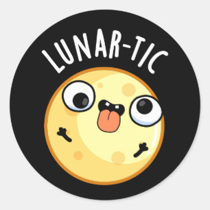 Sticker Rond Astronomie lunaire-tic drôle Moon Pun Dark BG