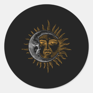 Sticker Rond Astronomy Stars Sun Moon Planets
