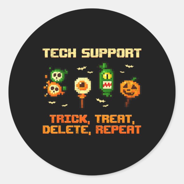 Sticker Rond Astuce de soutien technique Supprimer Répéter Hall (Devant)