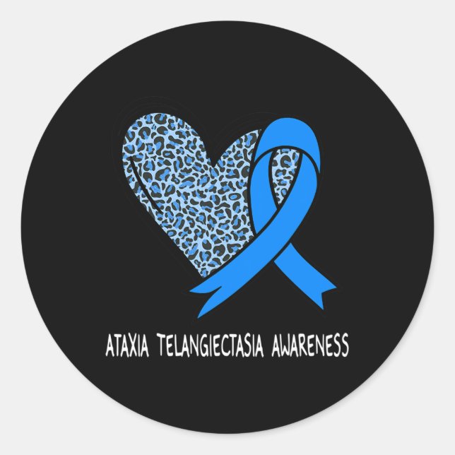 Sticker Rond Ataxia Telangiectasia Sensibilisation Bleu Ruban (Devant)