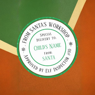 Sticker Rond Atelier de Père Noël cadeau de Noël Nom personnali