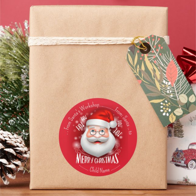 Sticker Rond Atelier du Père Noël Joyeux Noël (vacances)