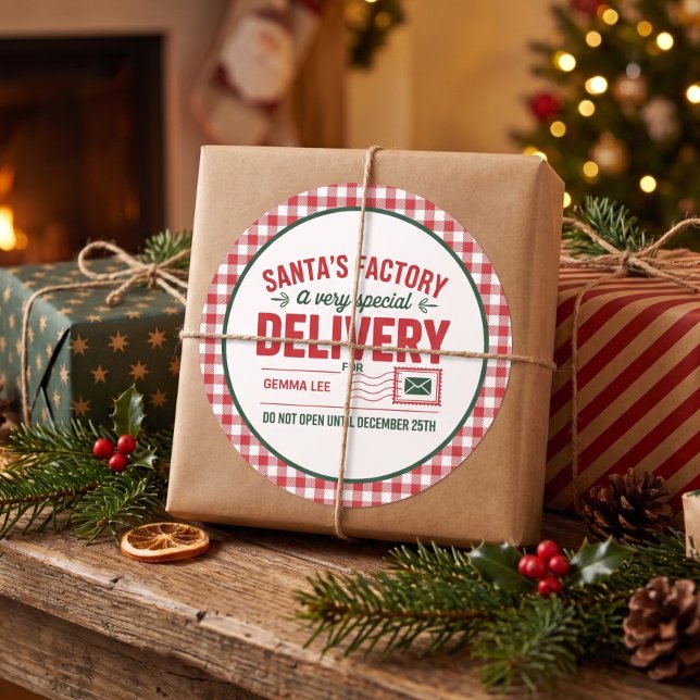 Sticker Rond Atelier du Père Noël Livraison Spéciale Père Noël  (Créateur téléchargé)
