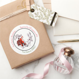 Sticker Rond Atelier Santa Claus Père Noël Riding Reindeer