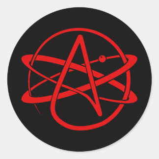 Sticker Rond Atheist New Logo Red