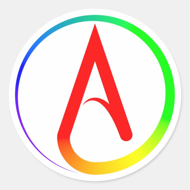 Sticker Rond Atheist Symbol Rainbow (Devant)