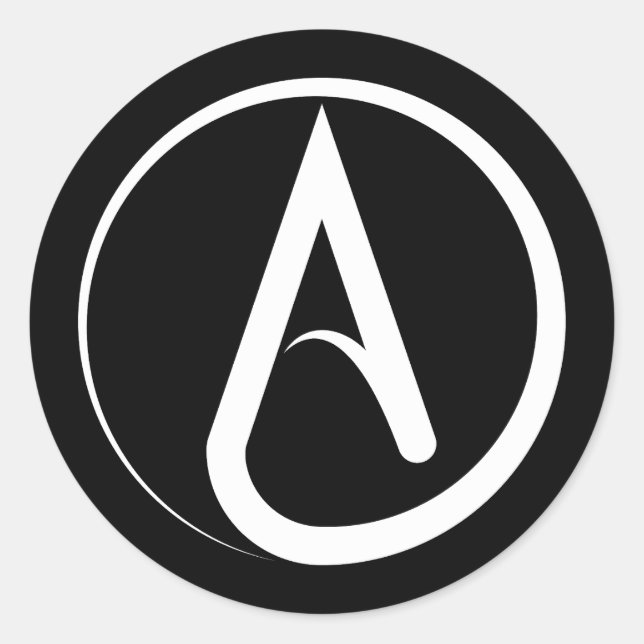 Sticker Rond Atheist Symbol White (Devant)