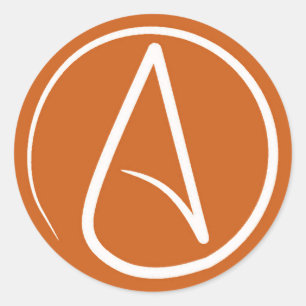 Sticker Rond Atheist symbole: white on burnt orange