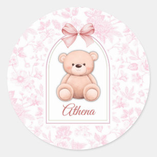 Sticker Rond Athéna Conception personnalisée d'ours en peluch