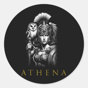 Sticker Rond Athéna Déesse De La Sagesse Et De La Guerre