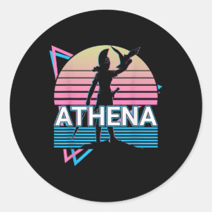 Sticker Rond Athéna Déesse Grecque De Sagesse Et De Guerre