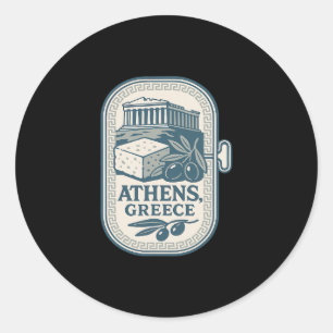 Sticker Rond Athènes Grèce Souvenir Fromage Grec Et Conception 