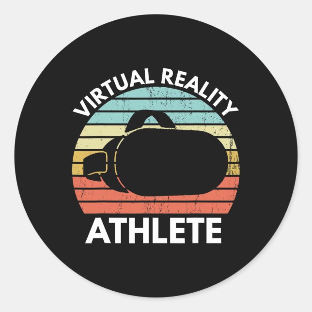Sticker Rond Athlète de réalité virtuelle Drôle de citation de  (Devant)