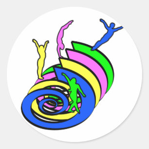 Sticker Rond Athlètes en tourbillons multicolores
