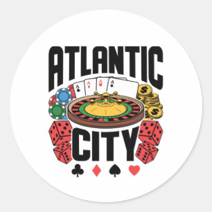 Sticker Rond Atlantic City New Jersey Casino Gamme