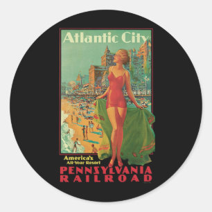 Sticker Rond Atlantic City Resort, Pennsylvania Railroad Travel