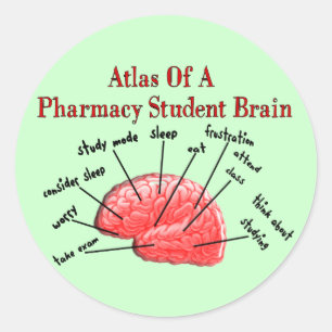 Sticker Rond Atlas d'un cerveau étudiant en pharmacie