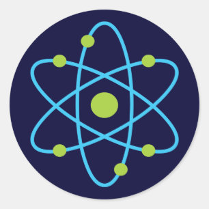Sticker Rond Atome scientifique