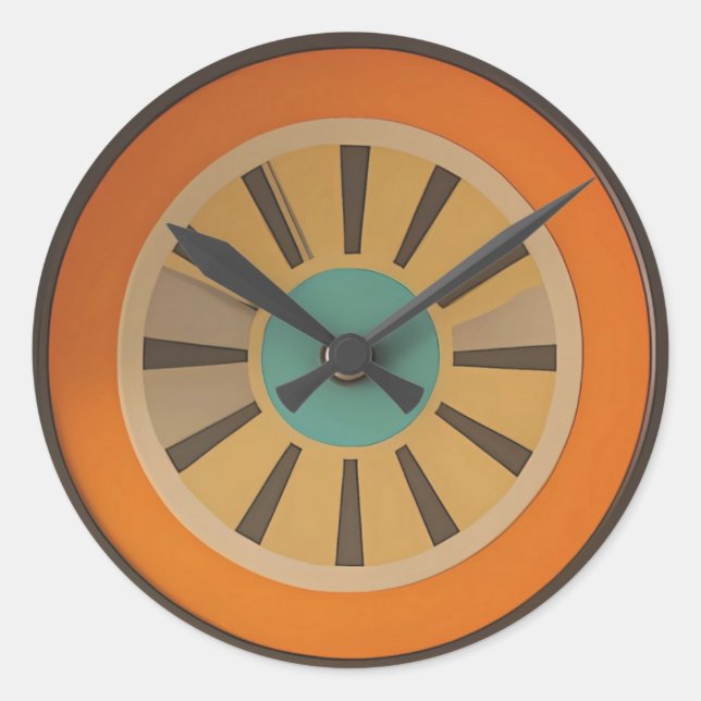 Sticker Rond Atomic Futuristic Orange Slice Clock Image (Devant)