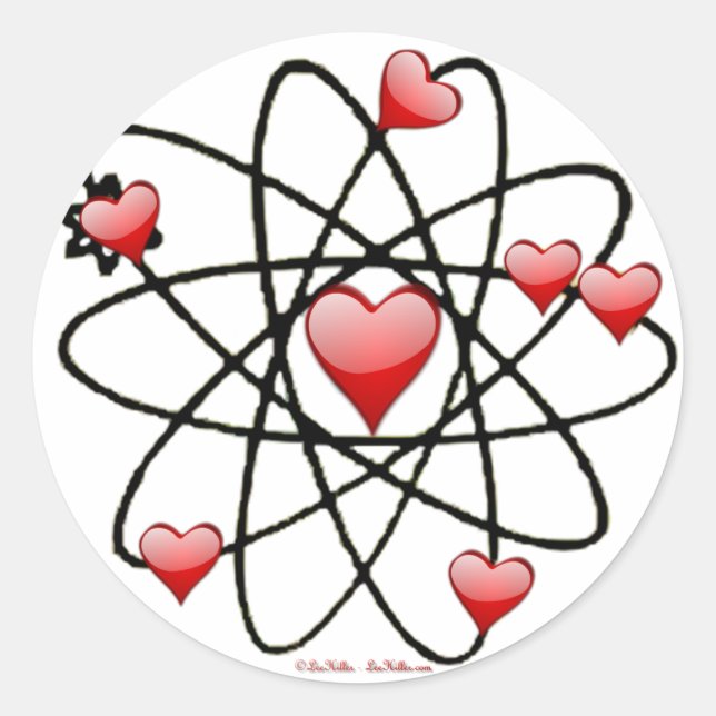 Sticker Rond Atomic Saint-Valentin Cœurs Rouges (Devant)