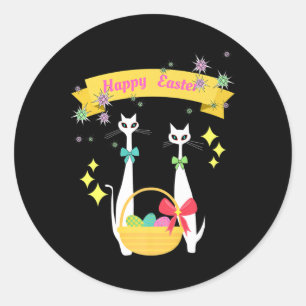 Sticker Rond Atomique Moyen Siècle moderne Cool Chat Happy East