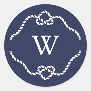 Sticker Rond Attacher le monogramme de calligraphie de noeud
