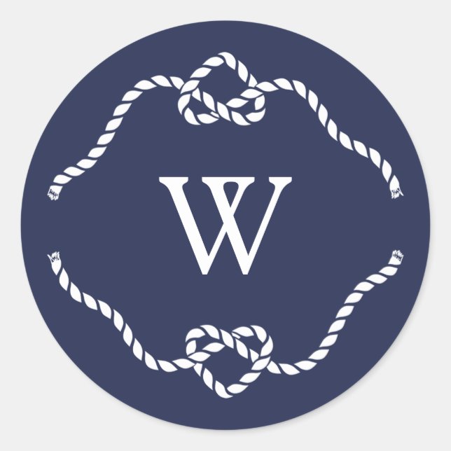 Sticker Rond Attacher le monogramme de calligraphie de noeud (Devant)