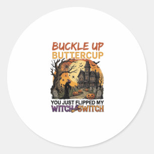 Sticker Rond Attachez-vous Papillon Sorcière Commutateur Hallow
