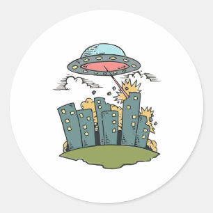 Sticker Rond Attaque Alien