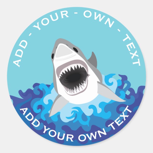 Sticker Rond Attaque de requin - Ajouter votre propre texte (Devant)