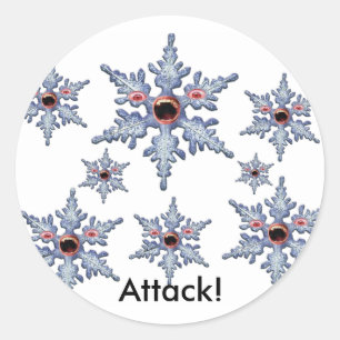 Sticker Rond Attaque des Zombies du Flocon de Neige !