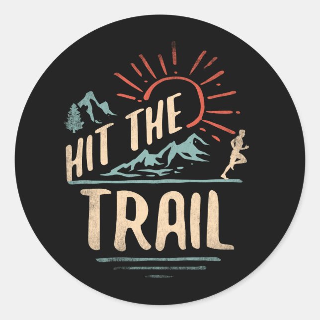 Sticker Rond Atteindre le coureur de piste - Style rétro Exécut (Devant)