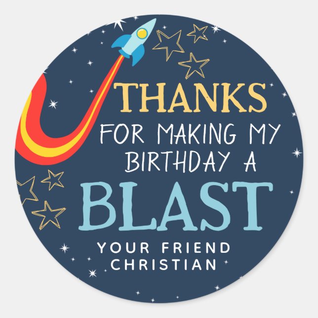 Sticker Rond Atteindre Quatre Les Etoiles Espace Anniversaire M (Devant)
