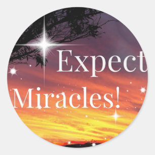 Sticker Rond Attendez-vous à Miracles Sparkle Sunset Inspiratio