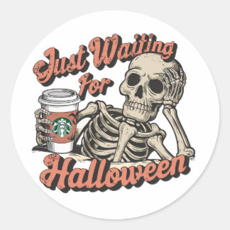 STICKER ROND ATTENDRE JUSTE POUR HALLOWEEN
