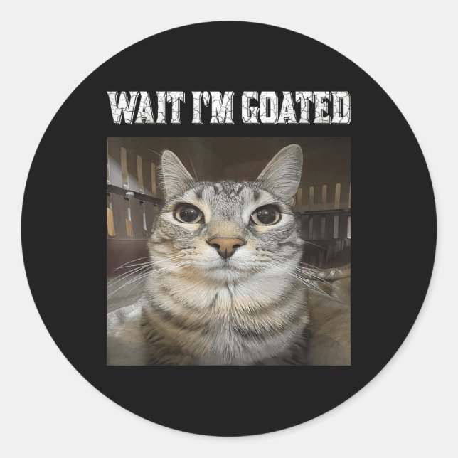 Sticker Rond Attends, Je Suis Chat Humour Mème (Devant)