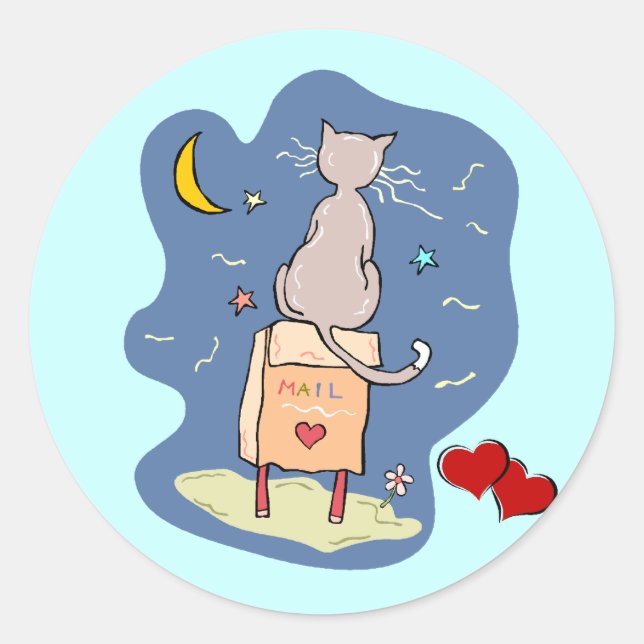 Sticker Rond Attente d'une lettre d'amour (Devant)