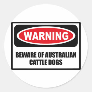 STICKER ROND ATTENTION À L'ÉTIQUETTE CHIEN AUSTRALIEN