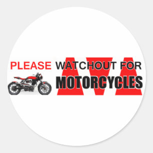 Sticker Rond Attention aux MOTOCYCLES ! Sécurité