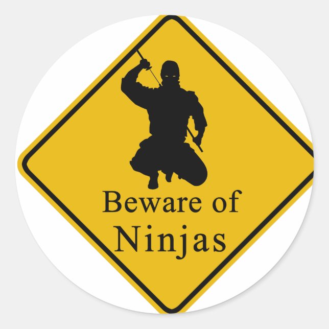Sticker Rond Attention aux Ninjas (Devant)