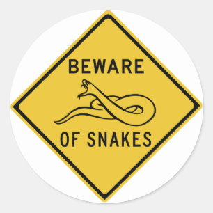 Sticker Rond Attention aux serpents, signalisation routière, Au