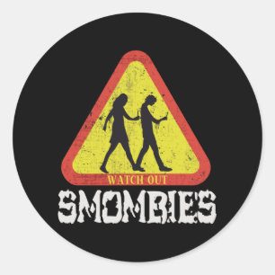 Sticker Rond Attention aux Smombies