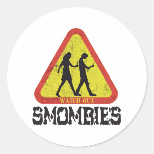 Sticker Rond Attention aux Smombies